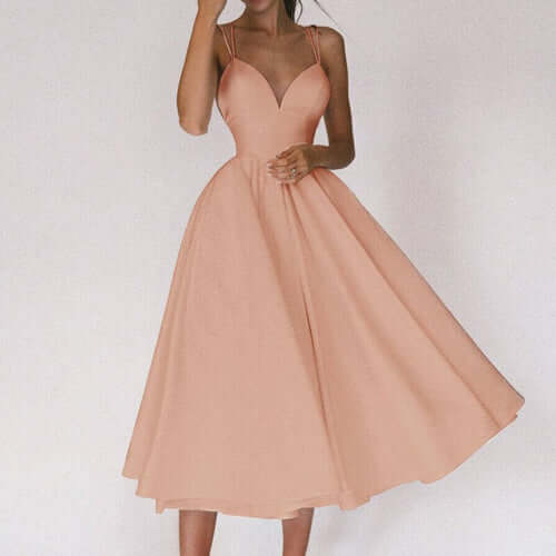 VESTIDO MIDI COM DECOTE V E ALÇAS TRANSPASSADAS | FLORENCE™