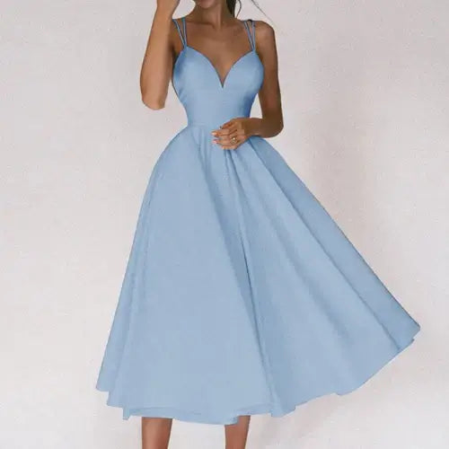 VESTIDO MIDI COM DECOTE V E ALÇAS TRANSPASSADAS | FLORENCE™