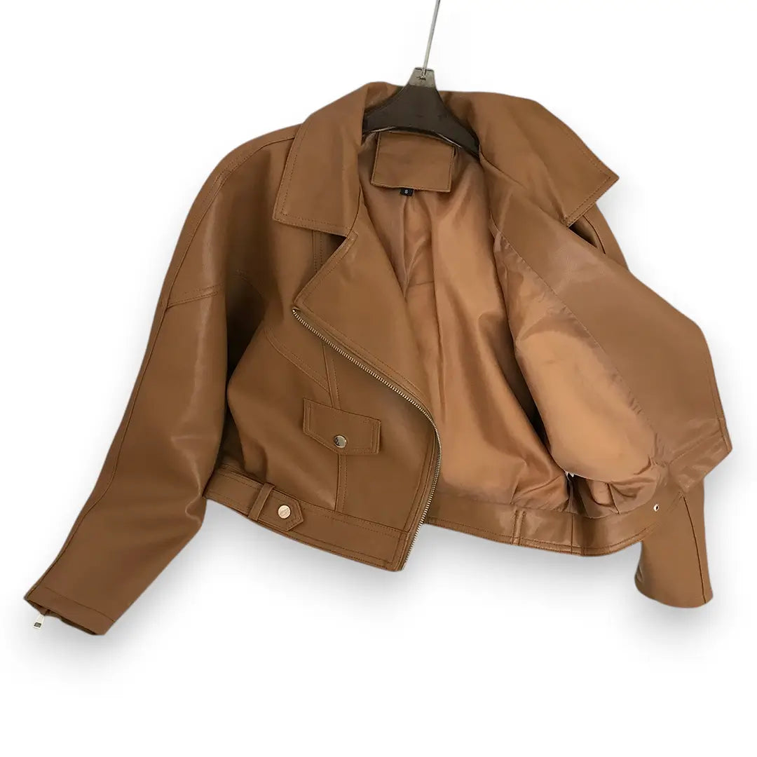 JAQUETA DE COURO ESTILO BIKER | ZOE™