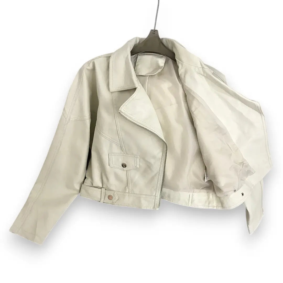 JAQUETA DE COURO ESTILO BIKER | ZOE™