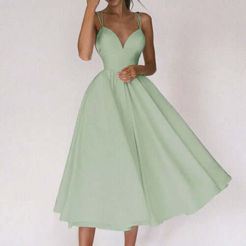 VESTIDO MIDI COM DECOTE V E ALÇAS TRANSPASSADAS | FLORENCE™