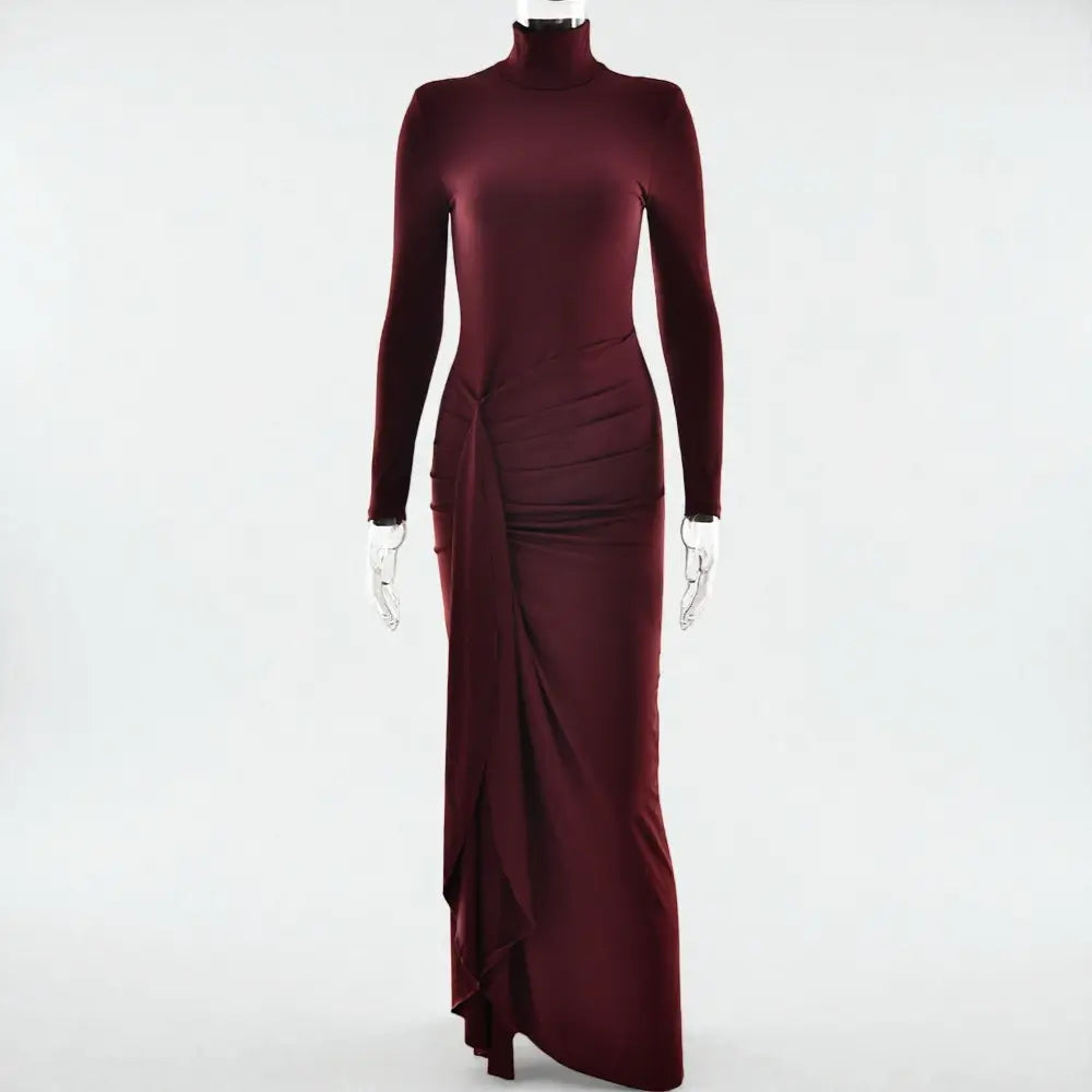 VESTIDO LONGO COM OMBREIRAS E FENDA | HELENA™