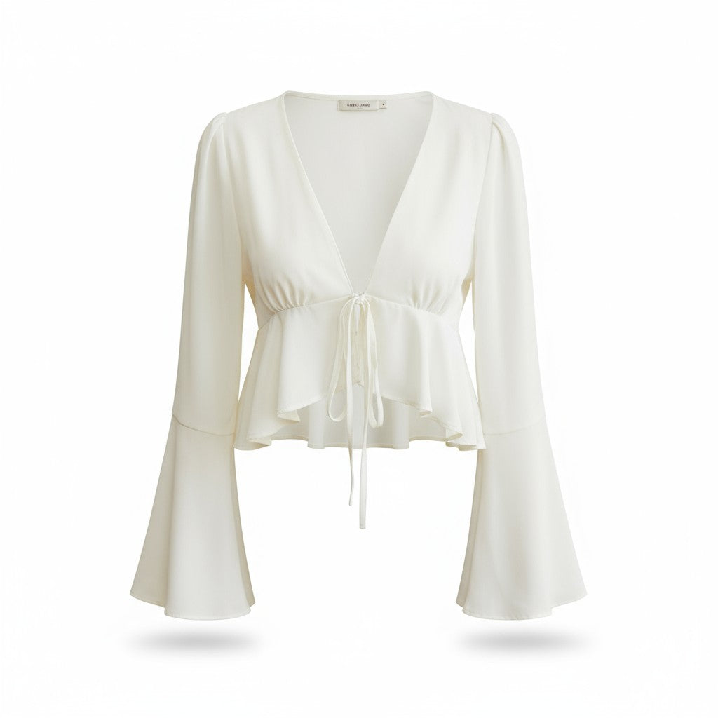 BLUSA DE PRAIA COM MANGAS SINO E RENDA | SIENNA™